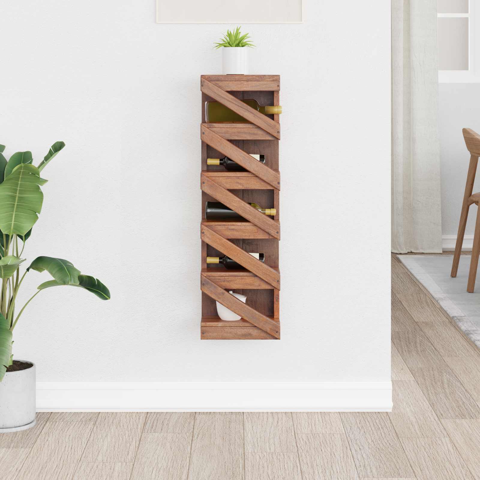 Vinställ Naturfärg 24 x 14 x 80 cm Massivt mahognyträ
