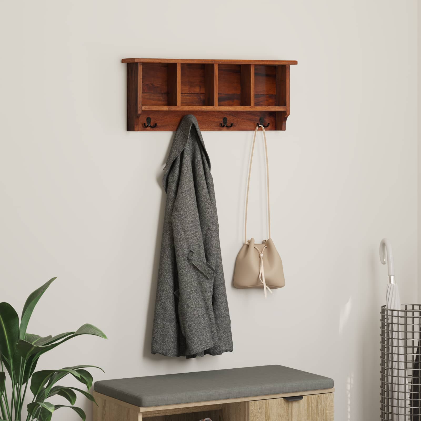 Hanger Brun 70 x 11 x 27 cm Massivt mahognyträ