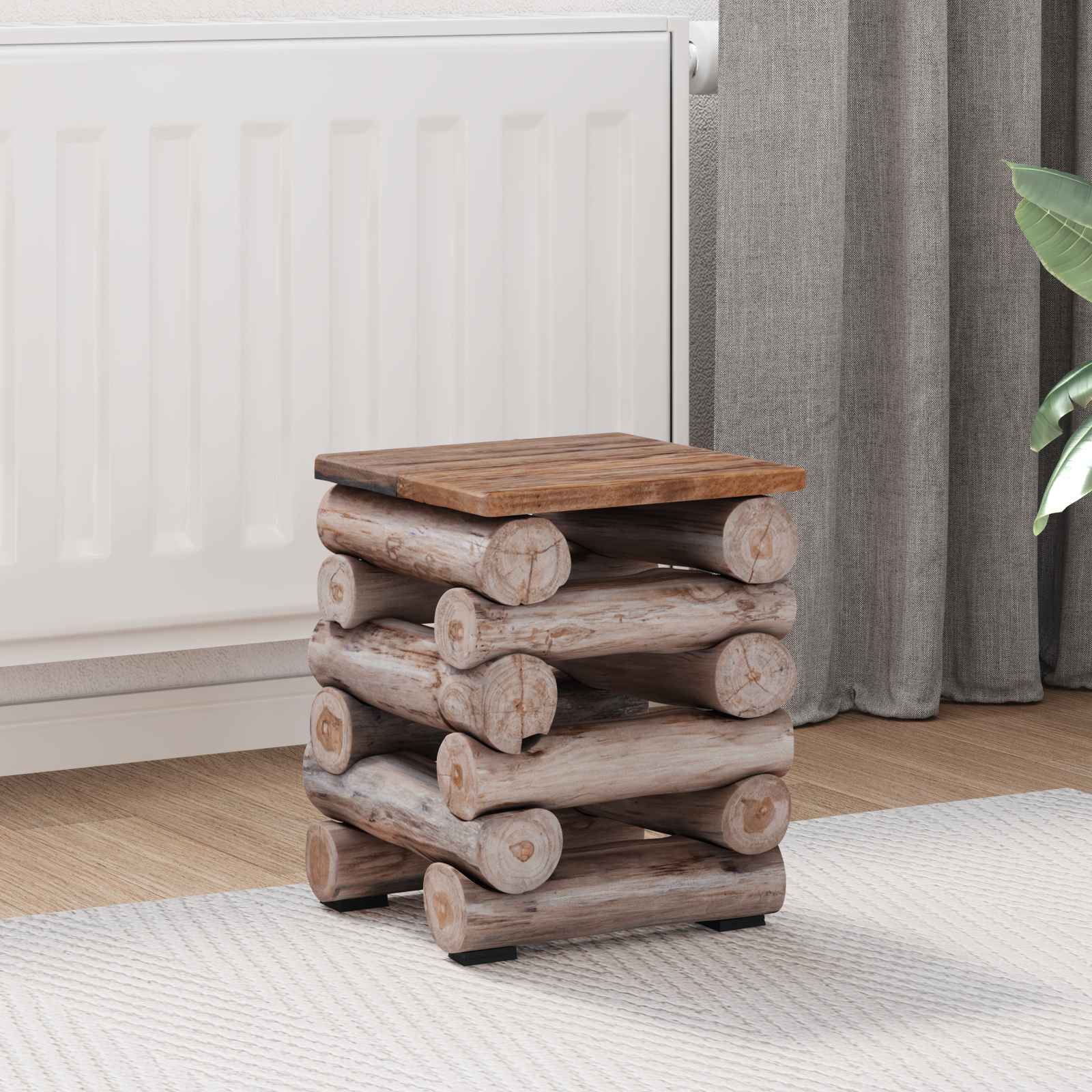 Pall Naturfärg 30 x 30 x 38 cm Massivt teakträ