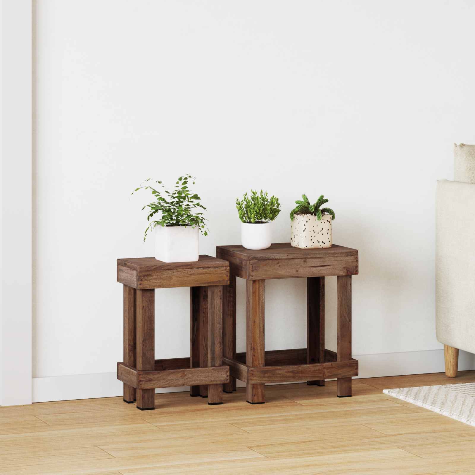 Växtställ 2 st Brun 70 x 11 x 27 cm Mahognyträ