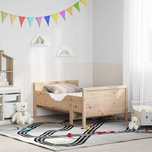 Sängram med madrass med huvudgavel Brun 80 x 200 cm Massiv furu