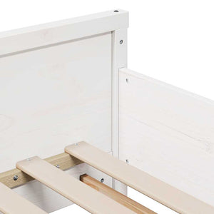 Sängram med madrass med huvudgavel Vit 80 x 200 cm Massiv furu