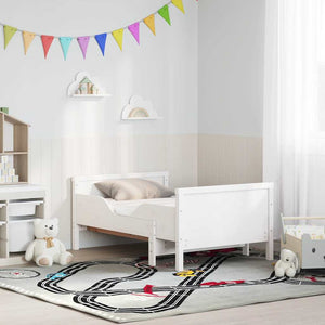 Sängram med madrass med huvudgavel Vit 80 x 200 cm Massiv furu