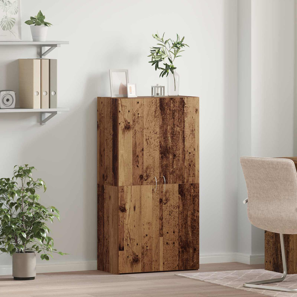 Kontorsskåp Gammalt trä 60 x 32 x 115 cm Konstruerat trä