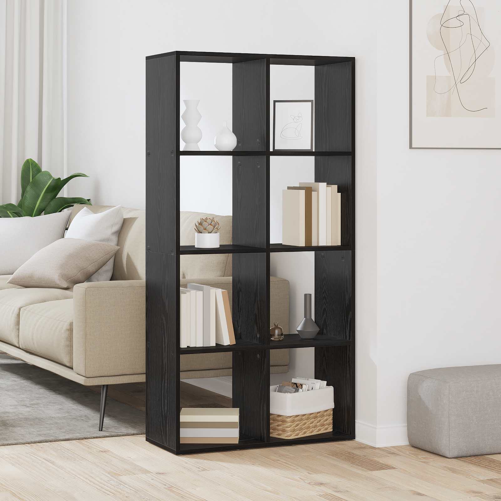 Bokskåp Svart Ek 69,5 x 29 x 137,5 cm Konstruerat trä