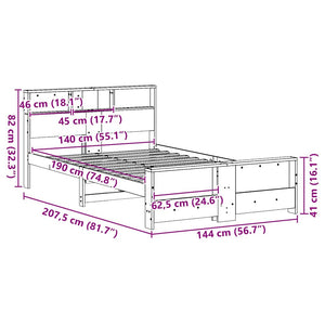 Sängram med huvudgavel Brun 140 x 190 cm Konstruerat trä