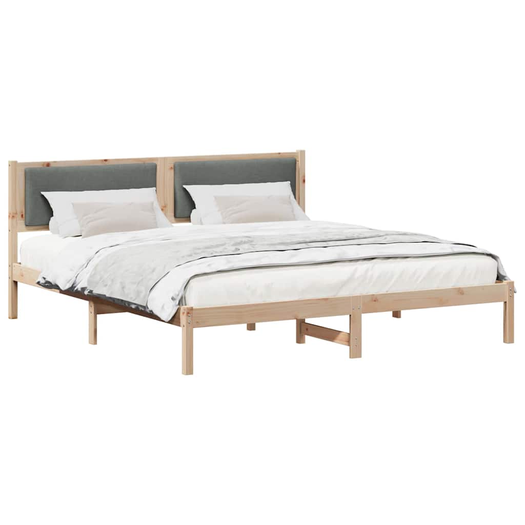 Sängram med huvudgavel Mörkgrå 180 x 200 cm Massiv furu