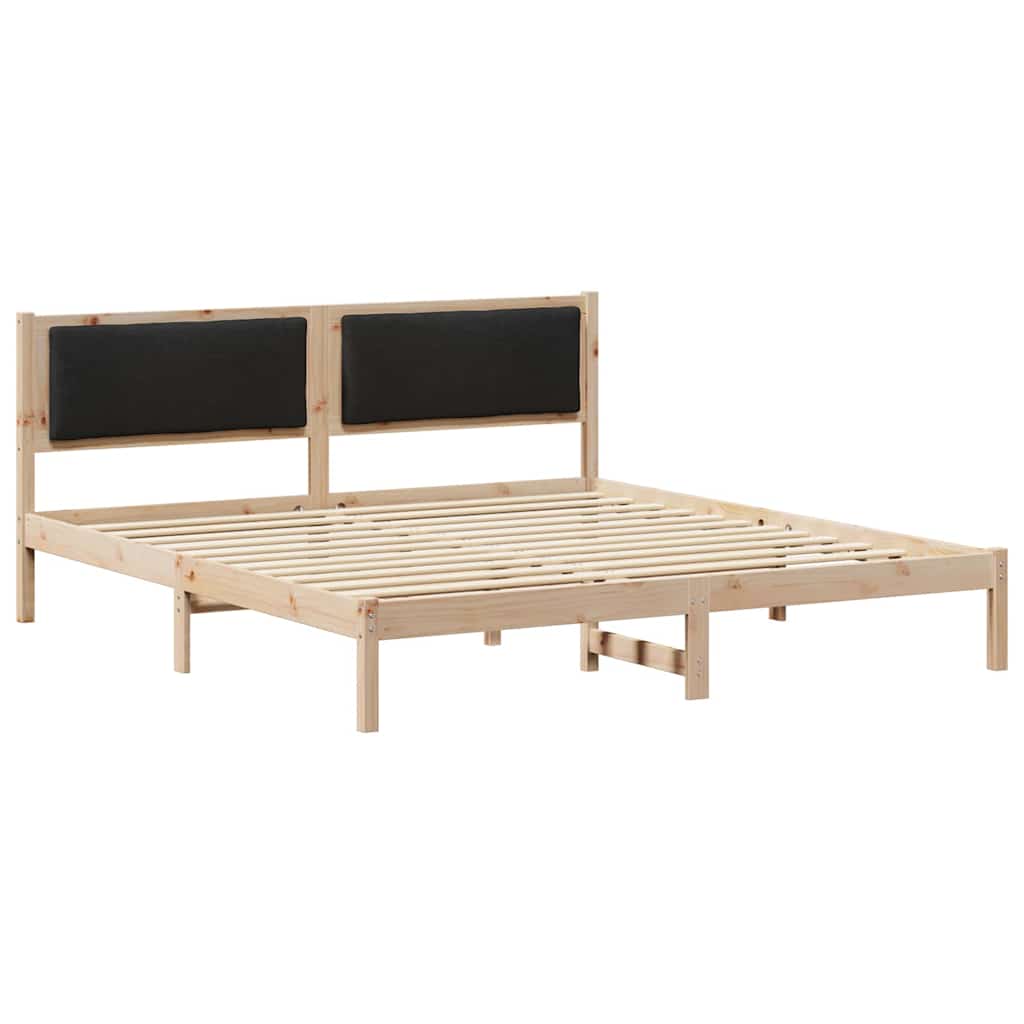 Sängram med huvudgavel Svart 180 x 200 cm Massiv furu
