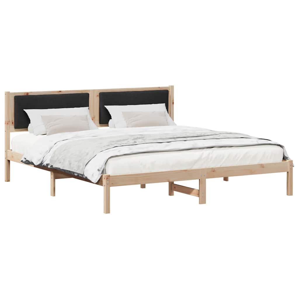 Sängram med huvudgavel Svart 180 x 200 cm Massiv furu