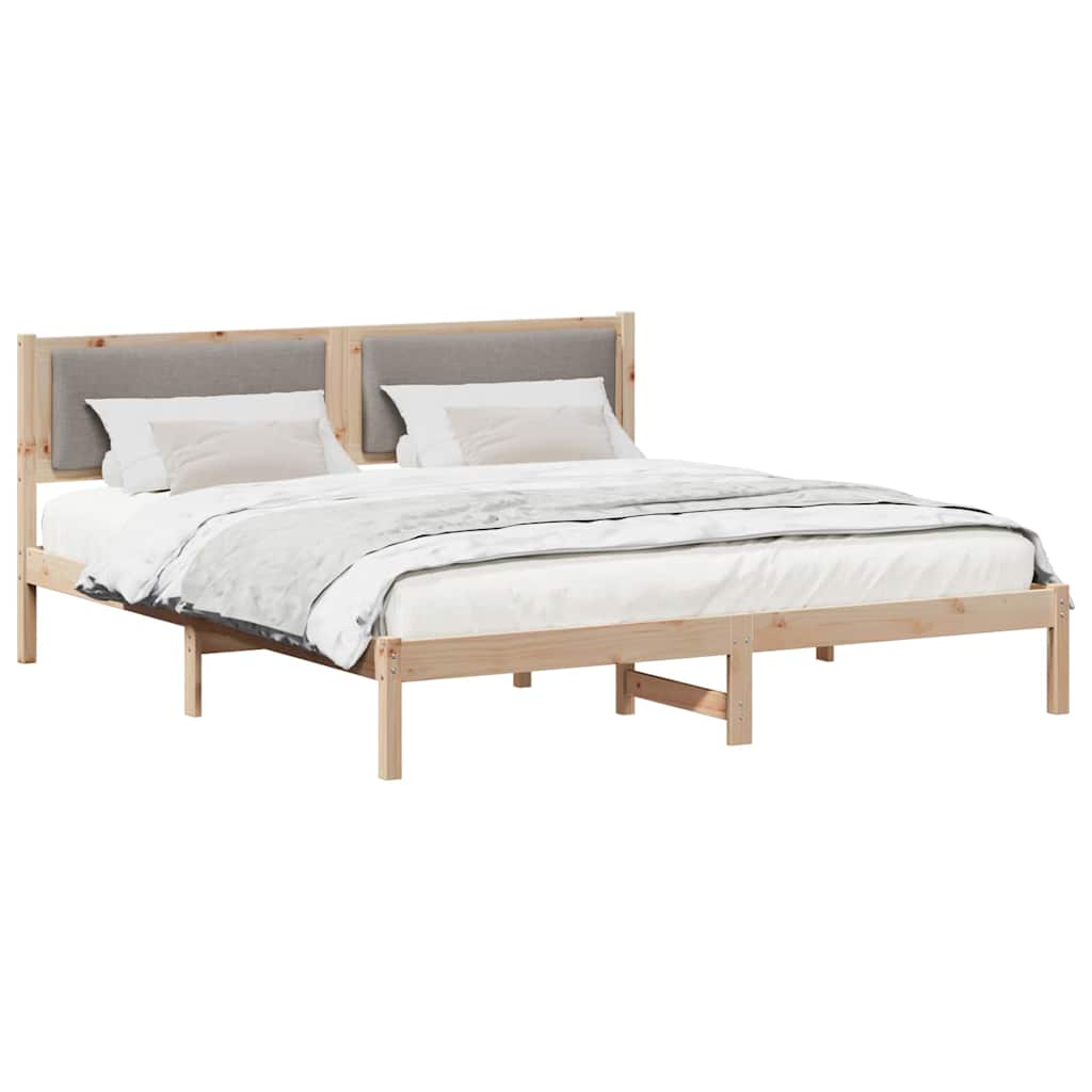 Sängram med huvudgavel Taupe 180 x 200 cm Massiv furu