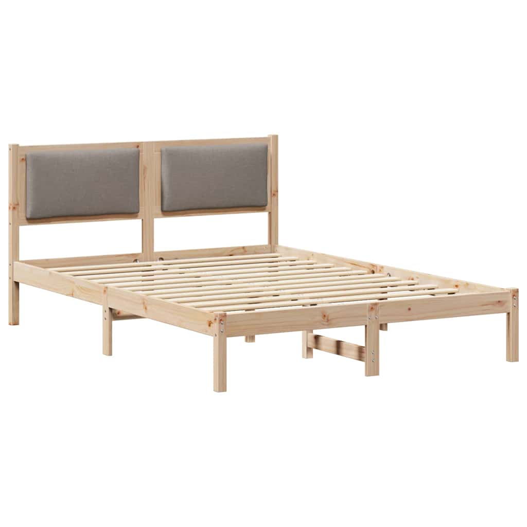 Sängram med huvudgavel Taupe 150 x 200 cm Massiv furu