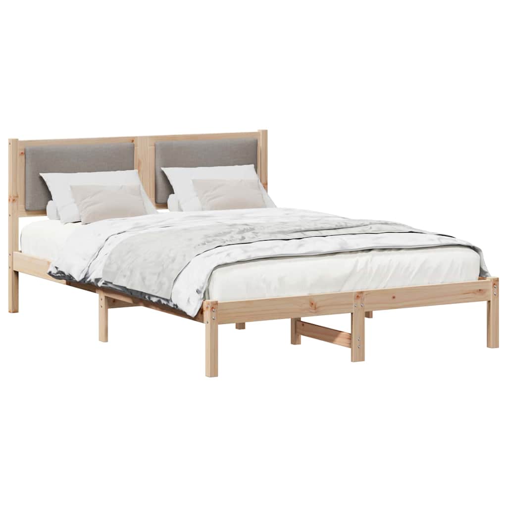 Sängram med huvudgavel Taupe 150 x 200 cm Massiv furu