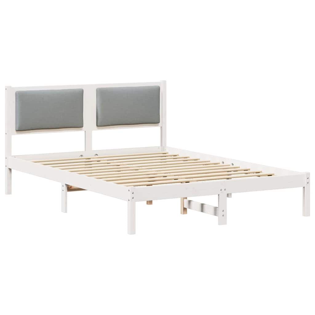 Sängram med huvudgavel Ljusgrå 150 x 200 cm Massiv furu
