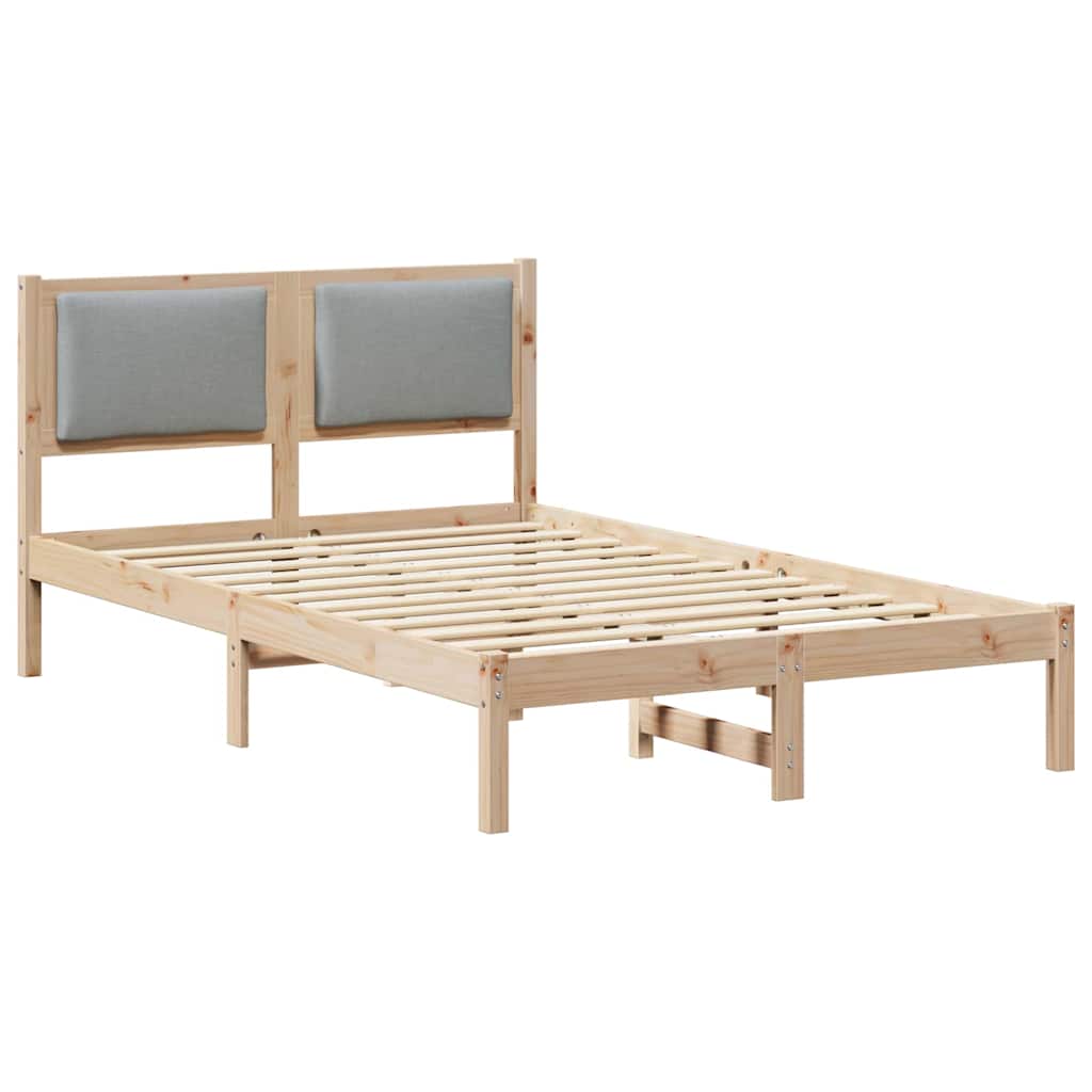 Sängram med huvudgavel Ljusgrå 120 x 200 cm Massiv furu