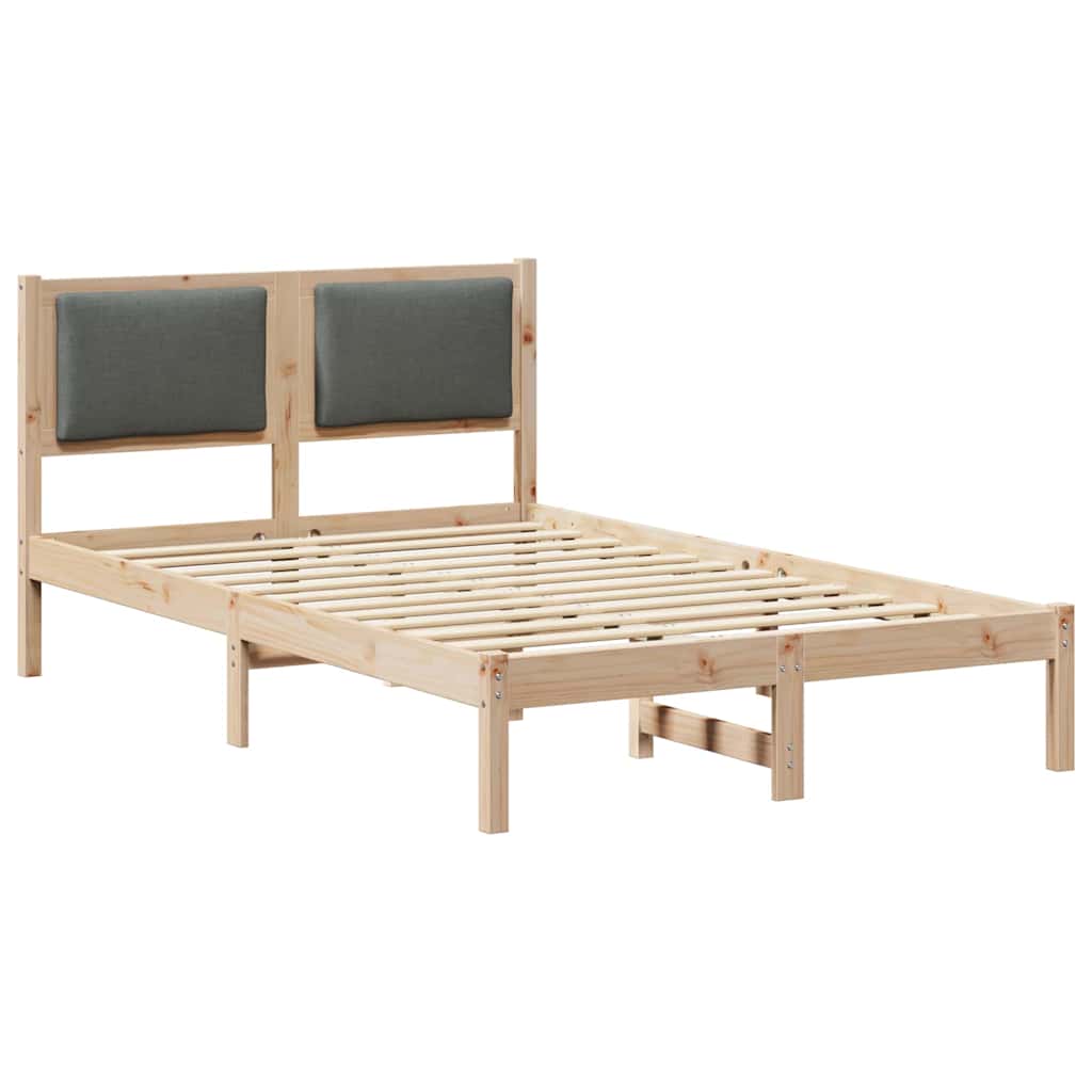 Sängram med huvudgavel Mörkgrå 120 x 200 cm Massiv furu