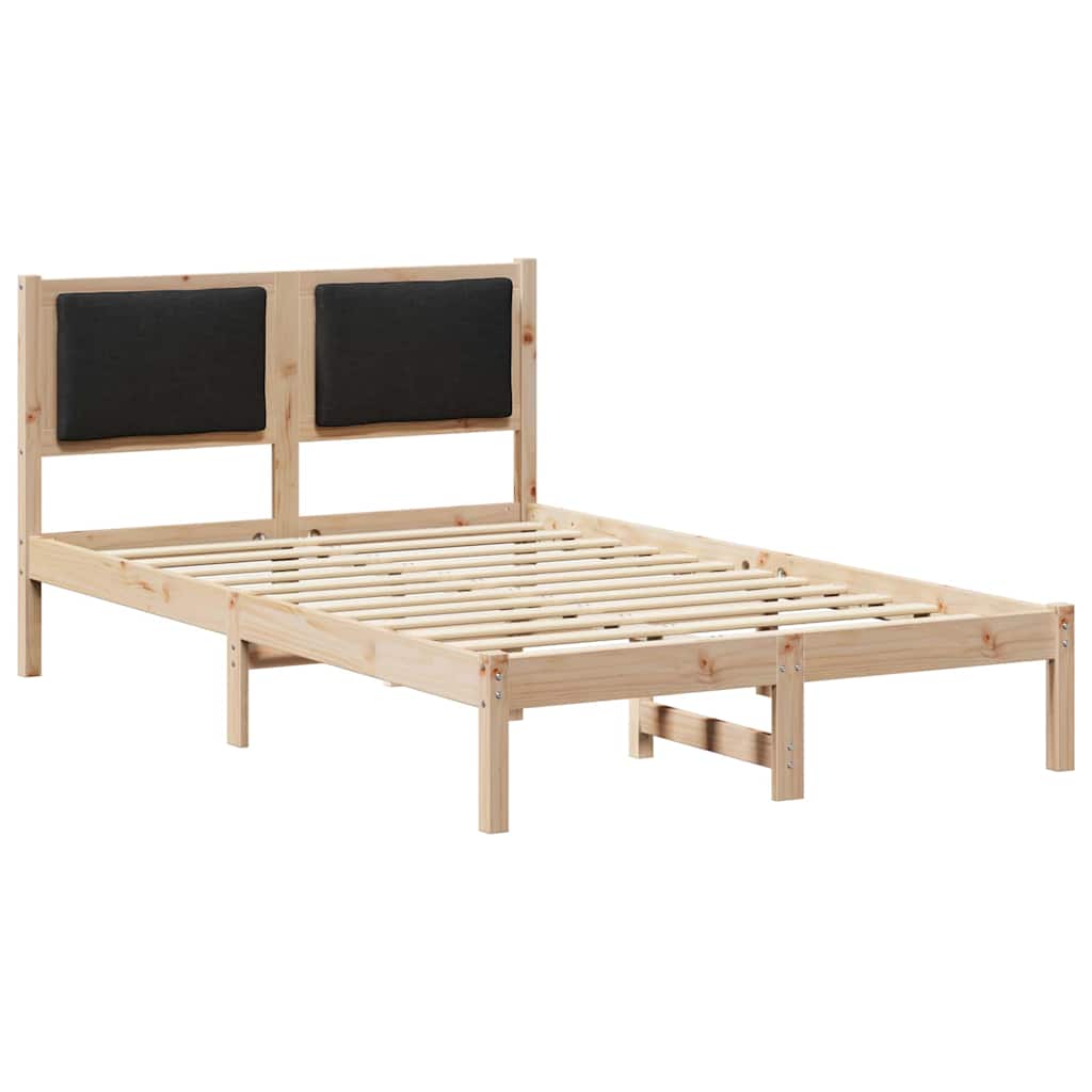 Sängram med huvudgavel Svart 120 x 200 cm Massiv furu
