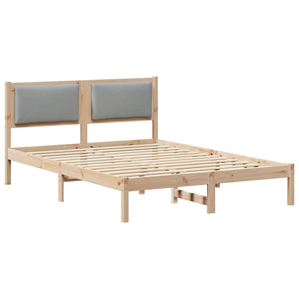 Sängram med huvudgavel Ljusgrå 140 x 190 cm Massiv furu