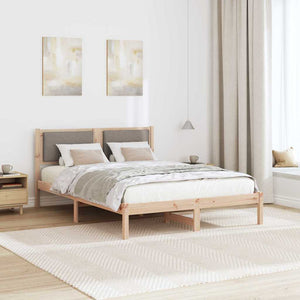 Sängram med huvudgavel Taupe 135 x 190 cm Massiv furu