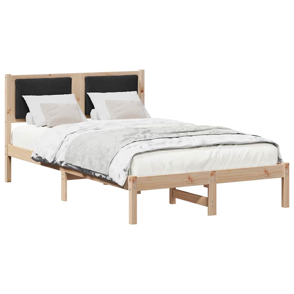 Sängram med huvudgavel Svart 120 x 190 cm Massiv furu