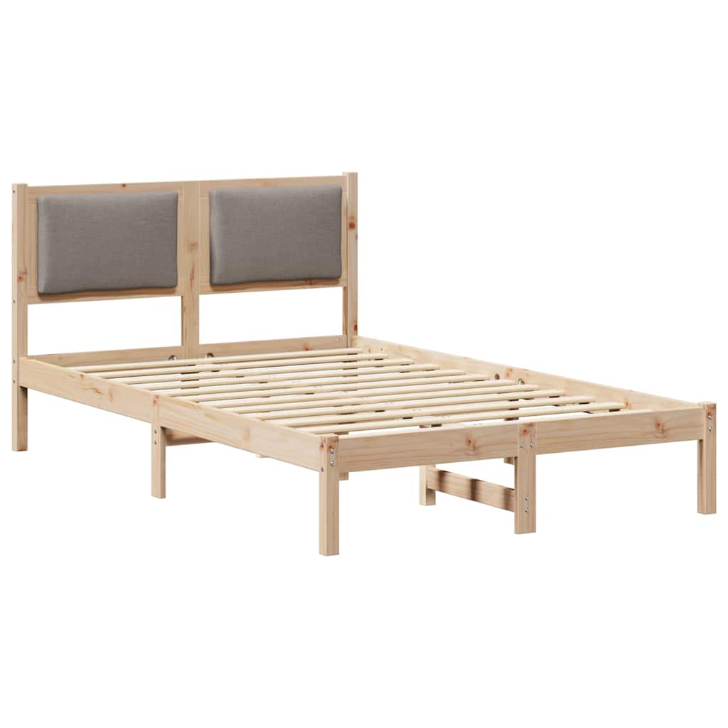 Sängram med huvudgavel Taupe 120 x 190 cm Massiv furu