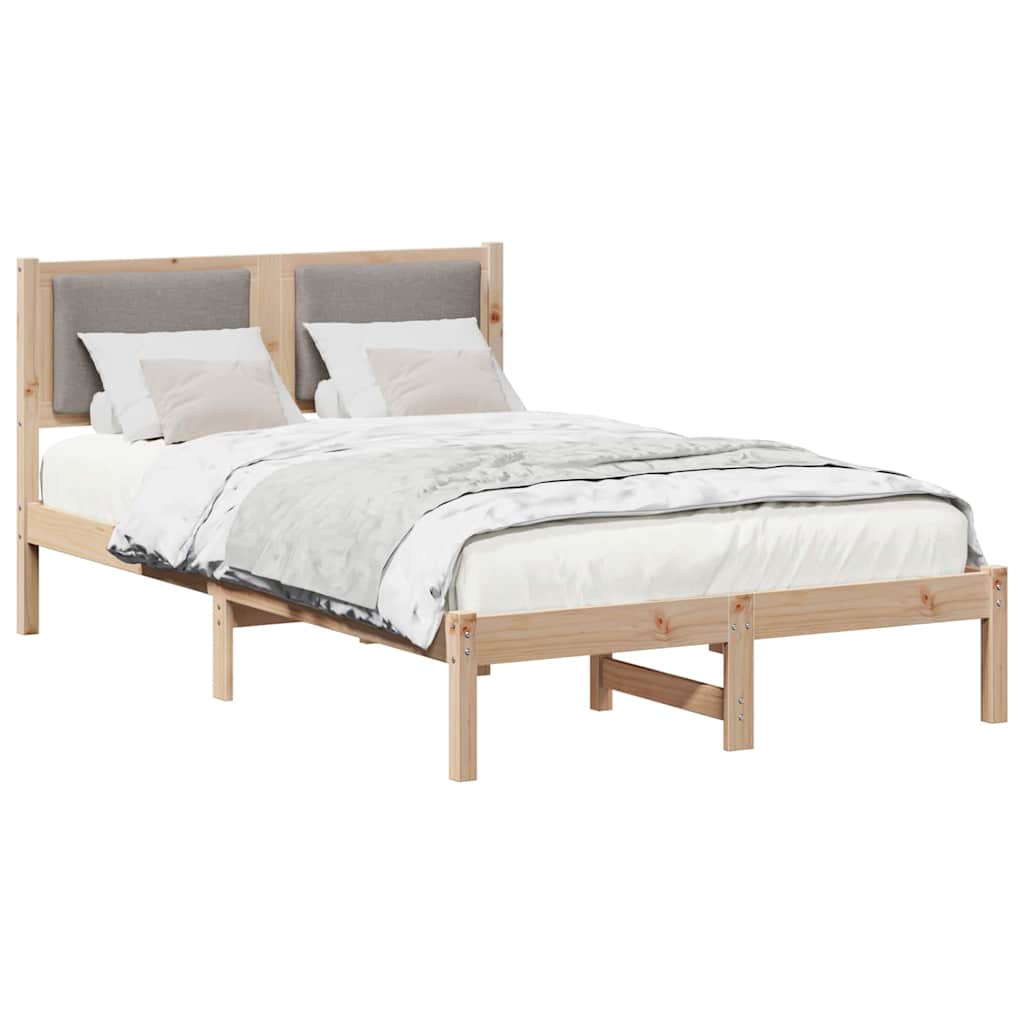 Sängram med huvudgavel Taupe 120 x 190 cm Massiv furu