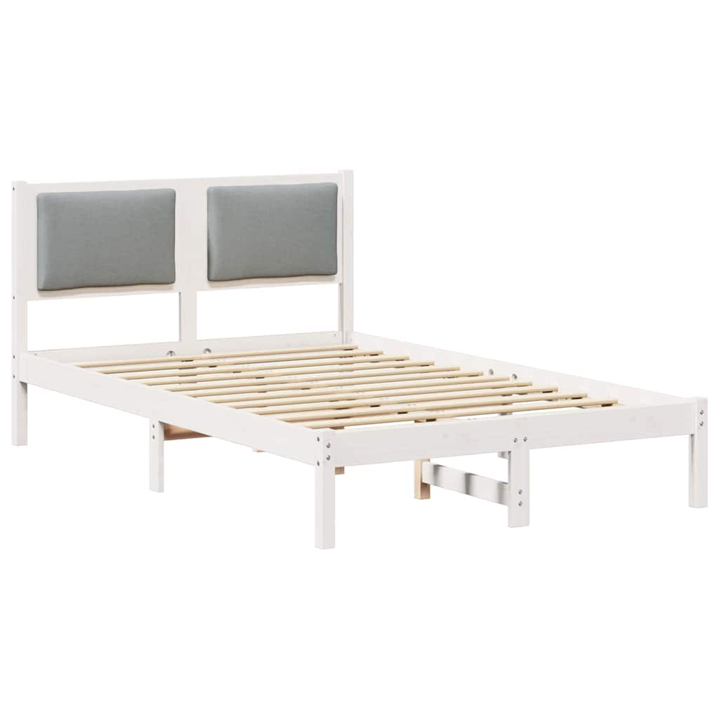 Sängram med huvudgavel Ljusgrå 120 x 190 cm Massiv furu