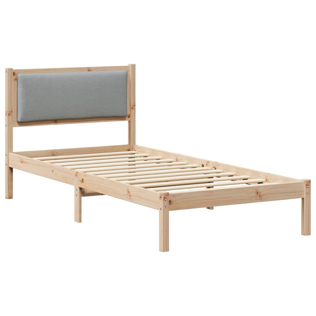 Sängram med huvudgavel Ljusgrå 100 x 200 cm Massiv furu