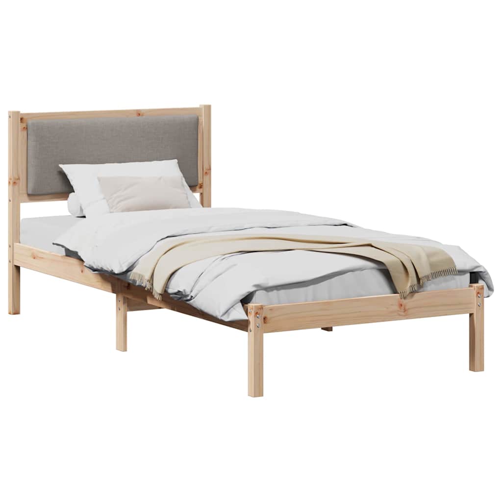 Sängram med huvudgavel Taupe 100 x 200 cm Massiv furu