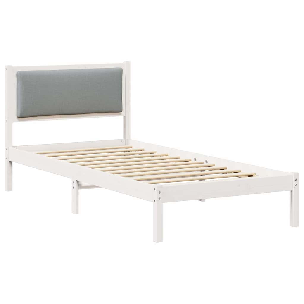 Sängram med huvudgavel Ljusgrå 100 x 200 cm Massiv furu