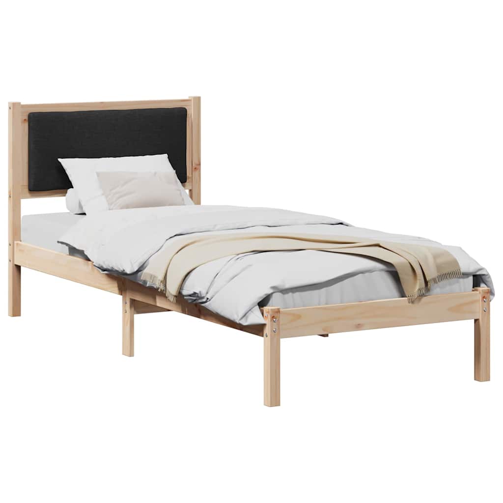 Sängram med huvudgavel Svart 80 x 200 cm Massiv furu
