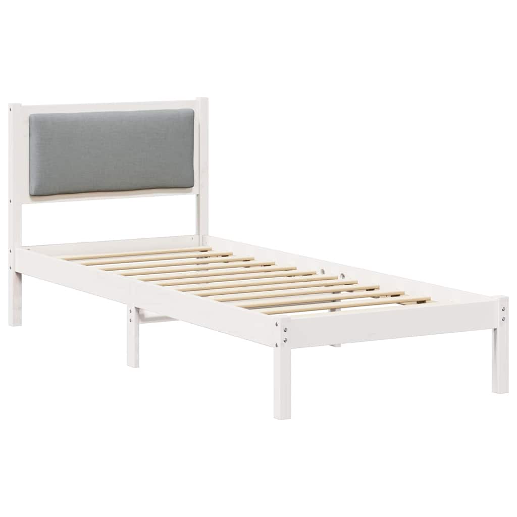 Sängram med huvudgavel Ljusgrå 80 x 200 cm Massiv furu