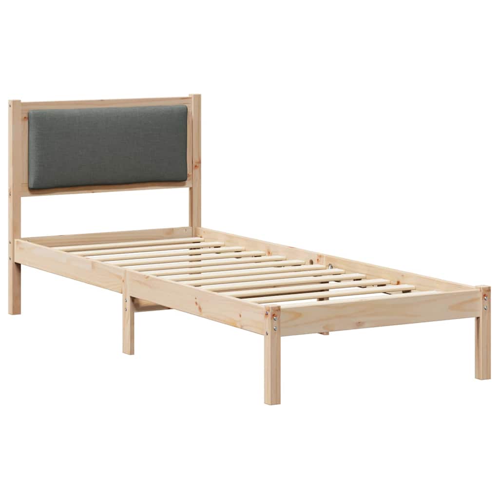 Sängram med huvudgavel Mörkgrå 80 x 190 cm Massiv furu
