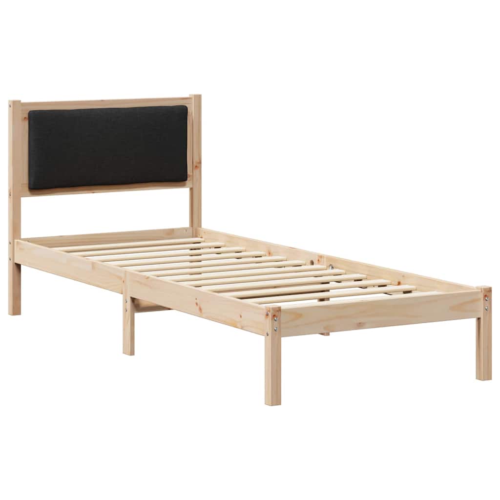 Sängram med huvudgavel Svart 80 x 190 cm Massiv furu