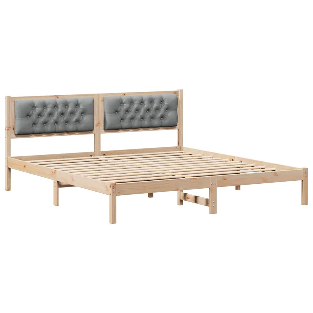 Sängram med huvudgavel Ljusgrå 160 x 200 cm Massiv furu