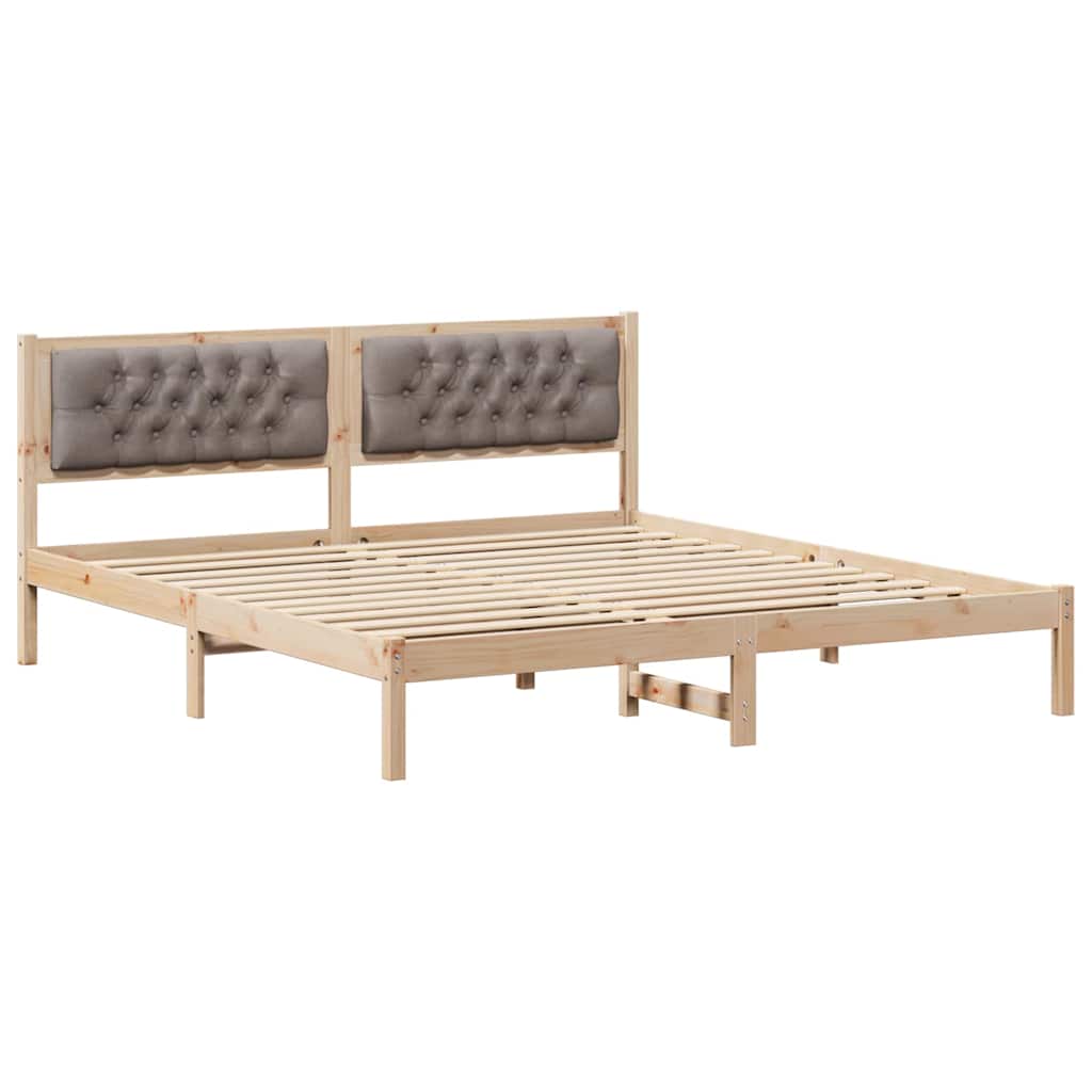Sängram med huvudgavel Taupe 160 x 200 cm Massiv furu