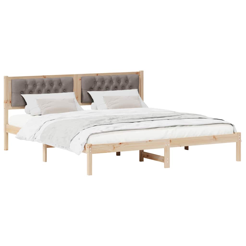 Sängram med huvudgavel Taupe 160 x 200 cm Massiv furu