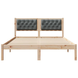 Sängram med huvudgavel Mörkgrå 150 x 200 cm Massiv furu