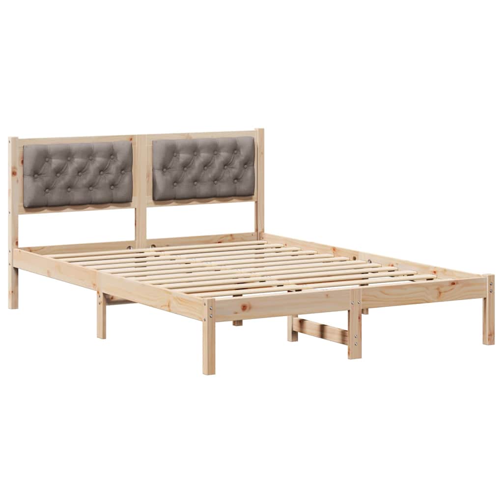 Sängram med huvudgavel Taupe 150 x 200 cm Massiv furu