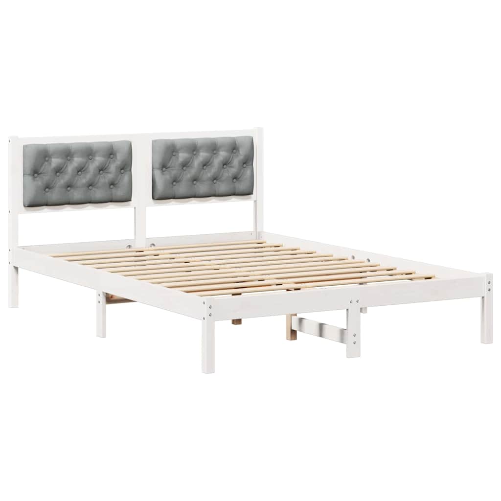 Sängram med huvudgavel Ljusgrå 140 x 200 cm Massiv furu