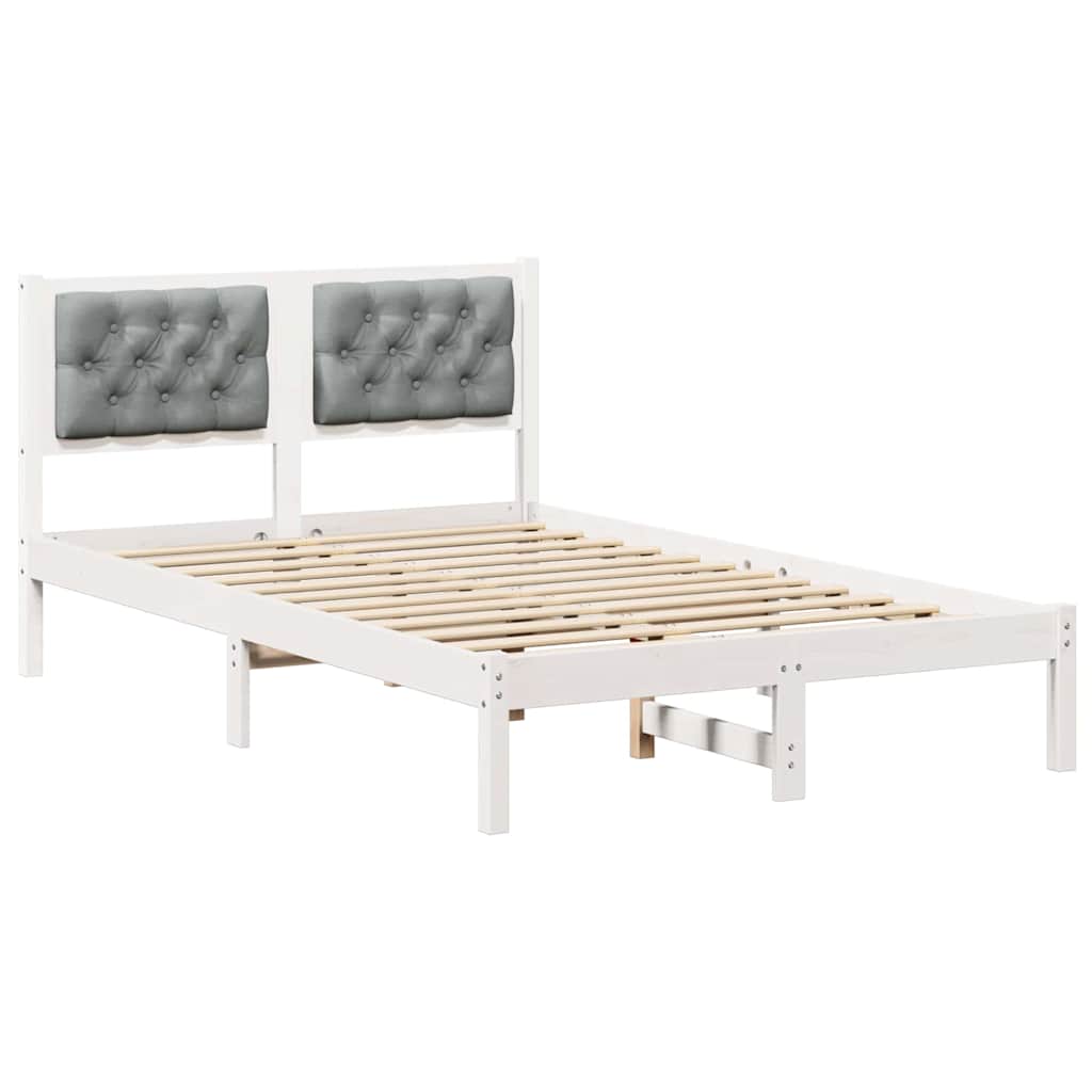 Sängram med huvudgavel Ljusgrå 120 x 200 cm Massiv furu