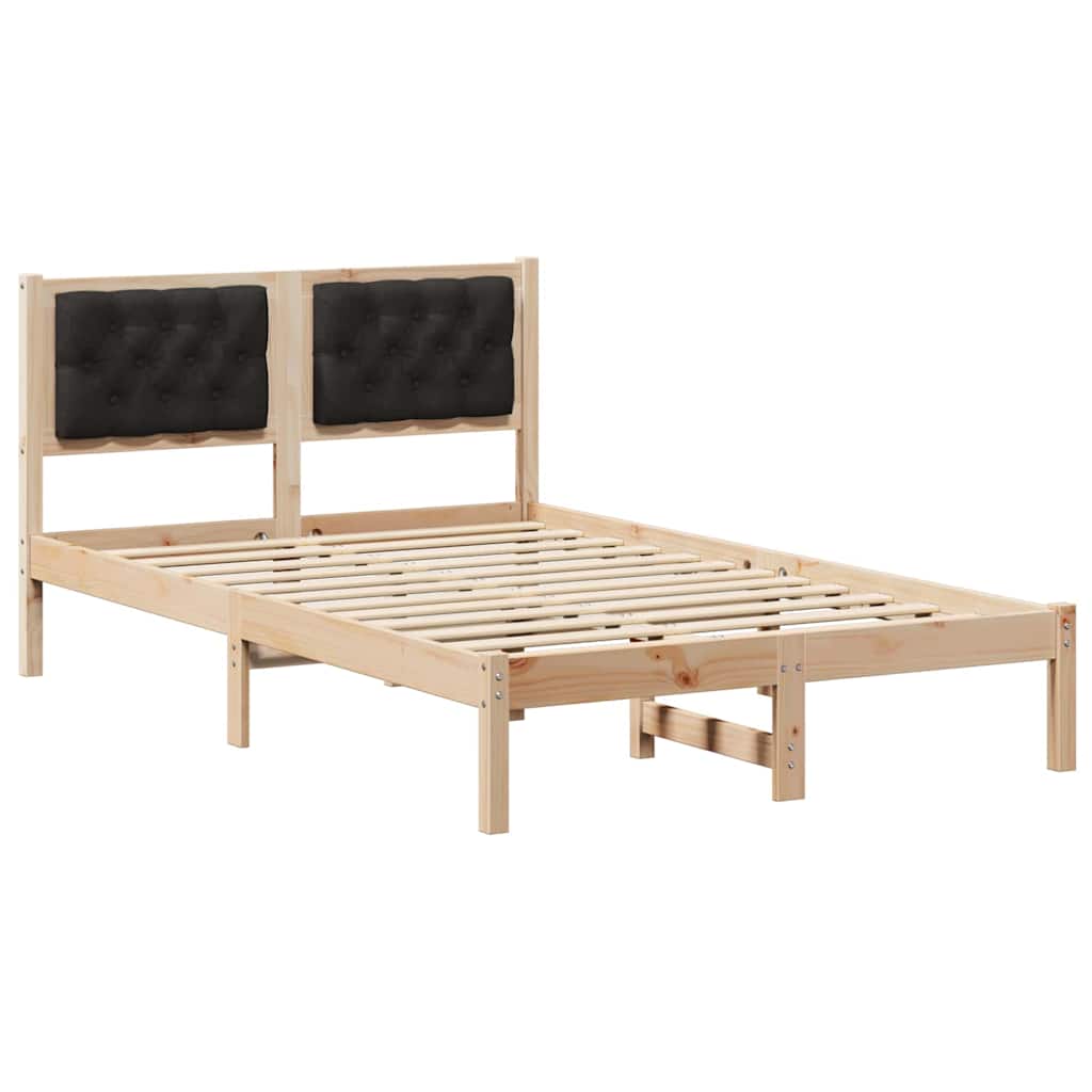 Sängram med huvudgavel Svart 120 x 190 cm Massiv furu