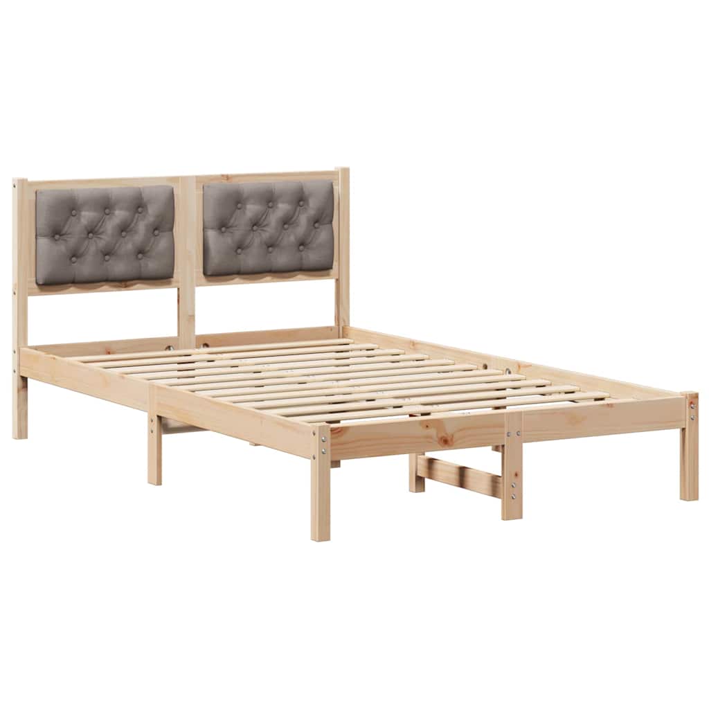 Sängram med huvudgavel Taupe 120 x 190 cm Massiv furu