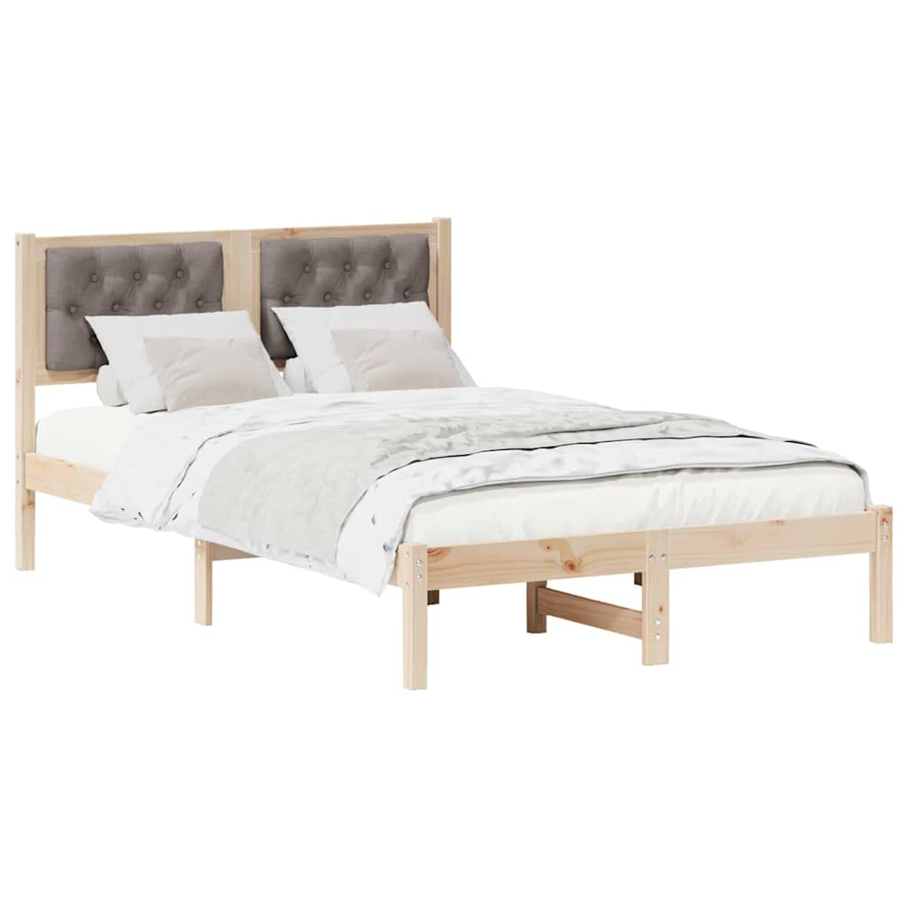 Sängram med huvudgavel Taupe 120 x 190 cm Massiv furu