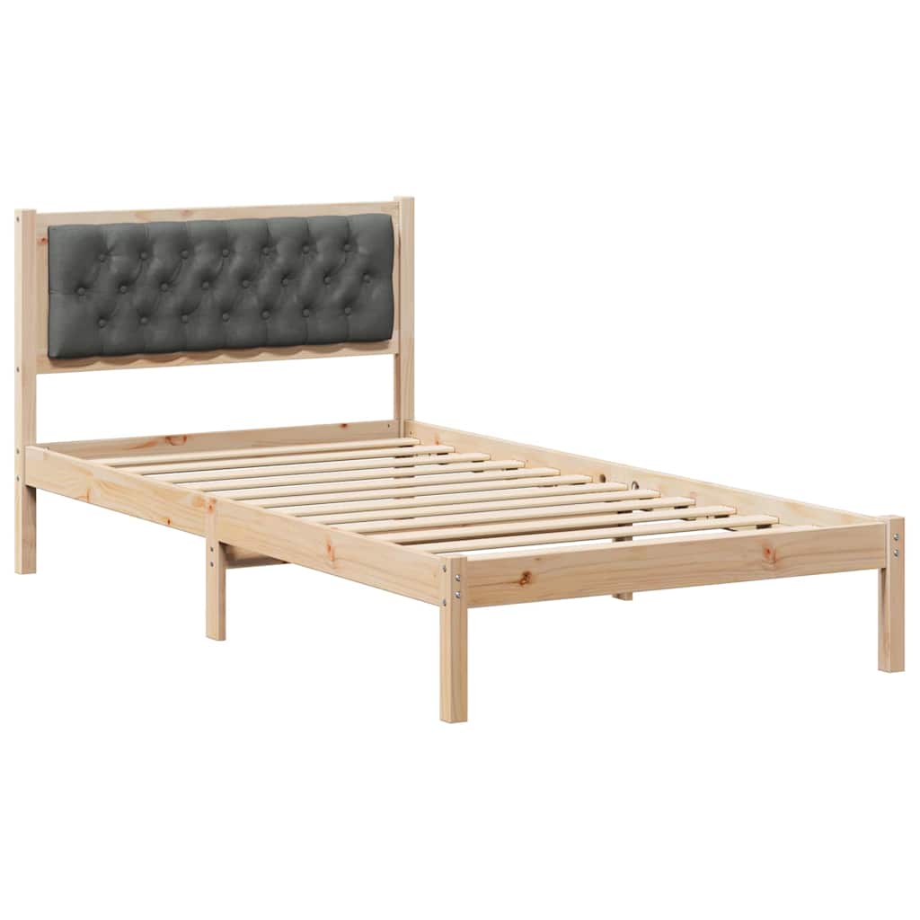 Sängram med huvudgavel Mörkgrå 100 x 200 cm Massiv furu