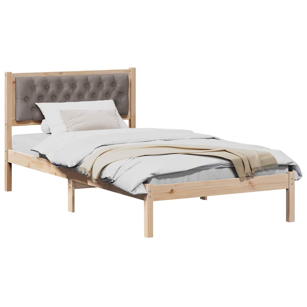 Sängram med huvudgavel Taupe 100 x 200 cm Massiv furu