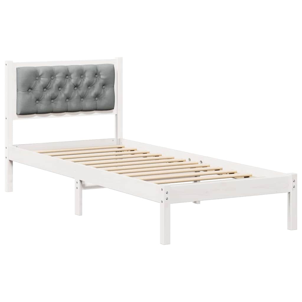Sängram med huvudgavel Ljusgrå 80 x 200 cm Massiv furu