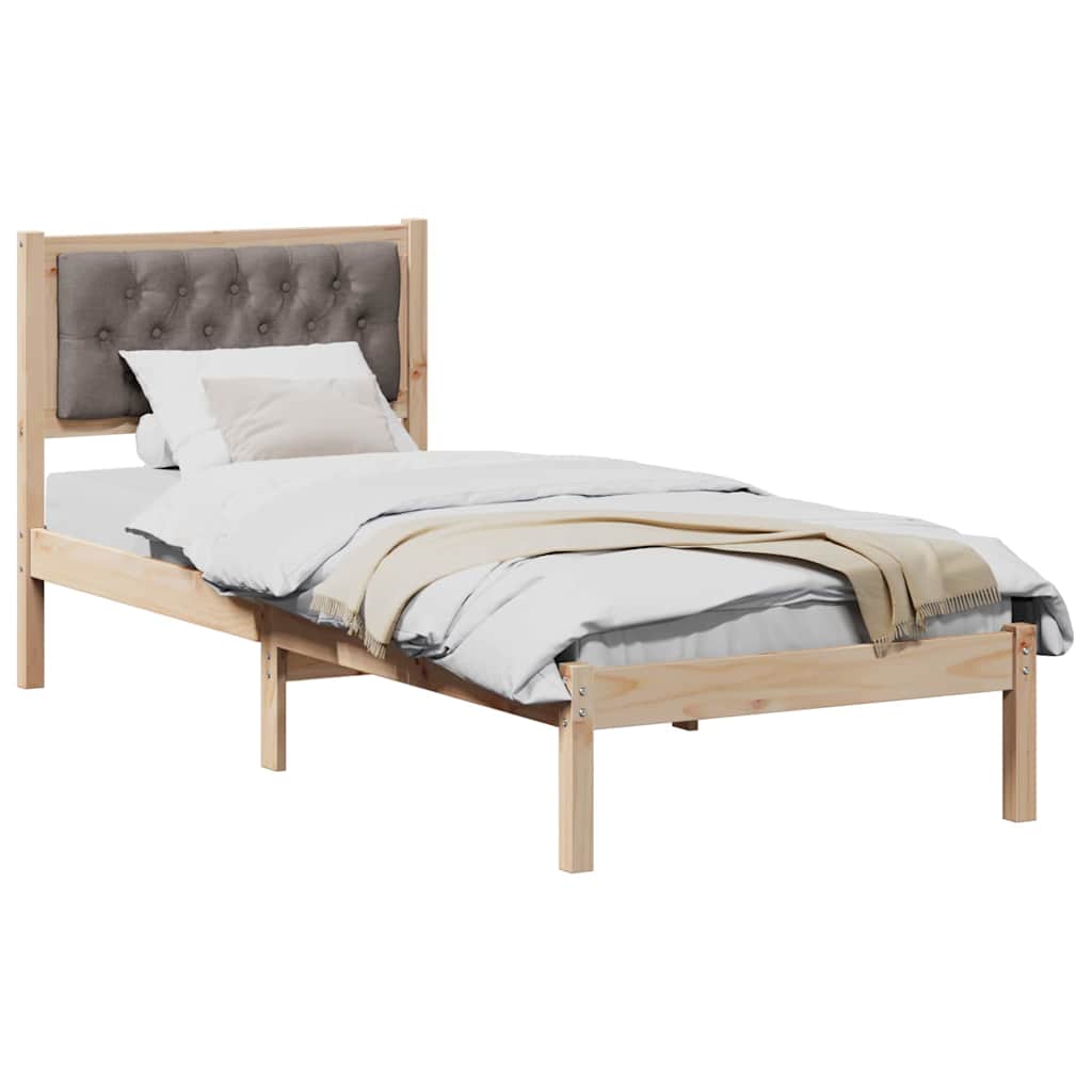 Sängram med huvudgavel Taupe 75 x 190 cm Massiv furu