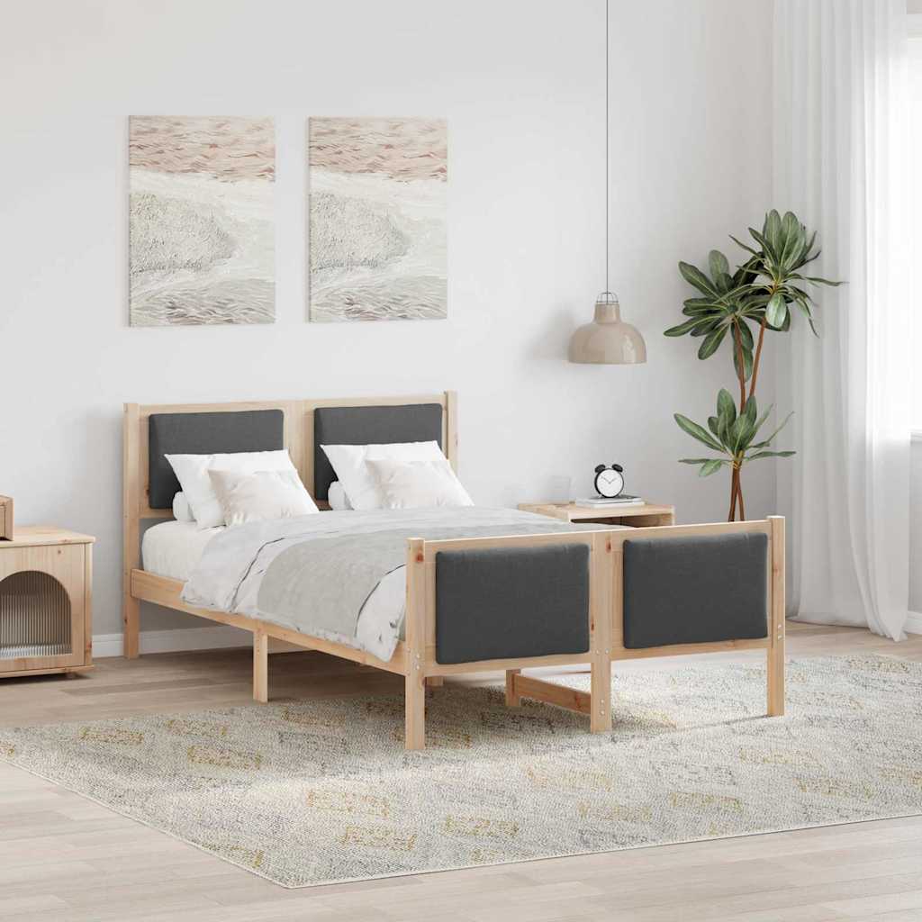 Sängram med huvudgavel Mörkgrå 120 x 200 cm tyg