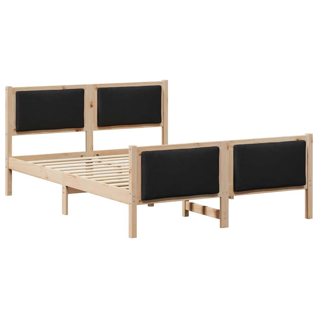 Sängram med huvudgavel Svart 135 x 190 cm tyg