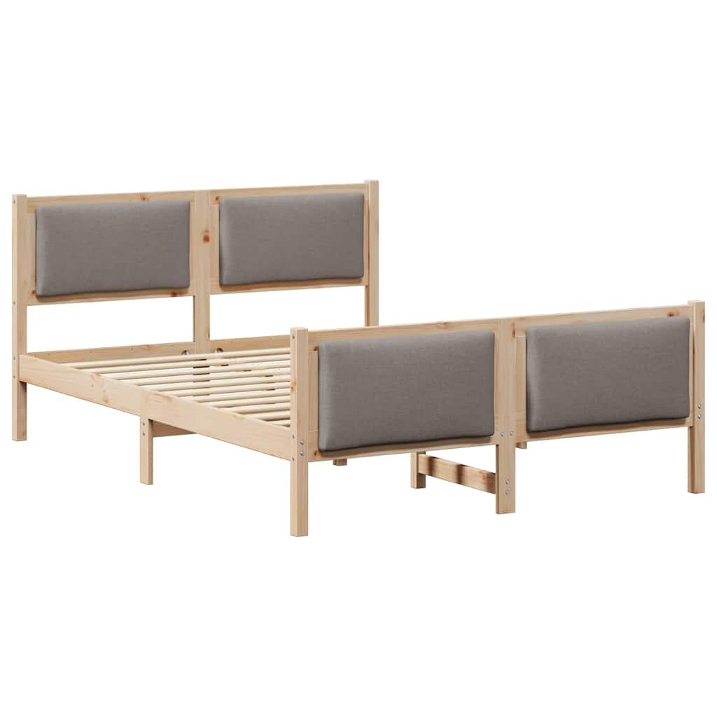Sängram med huvudgavel Taupe 135 x 190 cm tyg